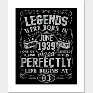 83rd Birthday Vintage Legend Were Bon in June 1939 83 Years Posters and Art